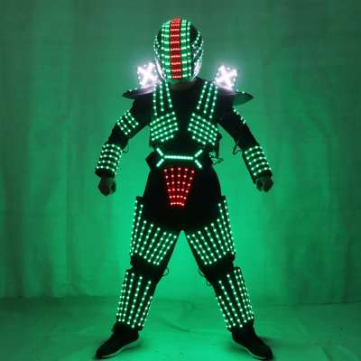 LED Robot Costume led Clothes Stilts Walker Costume LED Suit Costume Helmet Laser Gloves CO2 Gun Jet Machine