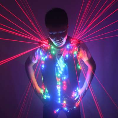 Fashion Red Laser Waistcoat Laserman LED Vest Suits Clothes Stage Costumes For Singer Dancer For Nightclub Performers