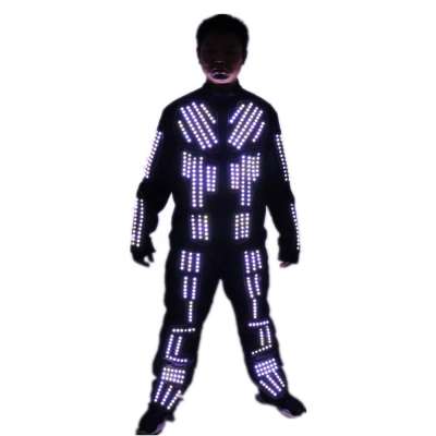 Tron LED Suit Traje LED Robot Suit LED Clothing Luminous Dance Costume, LED Single Color, Strobe Program Remote Control