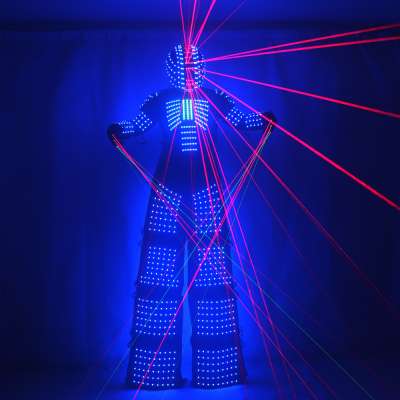 LED Robot Suits Costume David Guetta LED Suit With Laser Helmet illuminated kryoman led stilts clothes