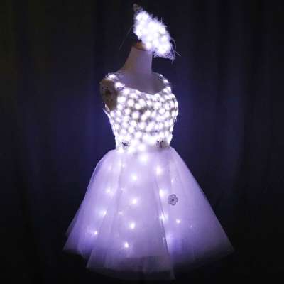 New style light up LED dress cocktail Carnival costumes Peacock design clothing