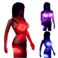 LED Sexy Bra Women Fashion Nightclub Mini Leather Shorts for Luminous Led bra underwear belly dance