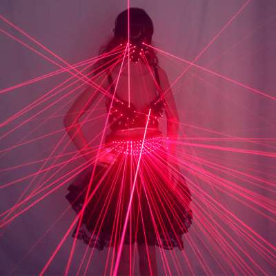 Sexy Lady Clothing Laser Bra and Girdler Red Laser  For Night Club Led luminous Sexy Women Suit