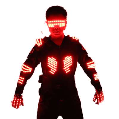 RGB Colorful Light Armor Outfits Glowing Clothe Show Dress Bar DJ MC Performance Robot men suit led costumes ballroom wears