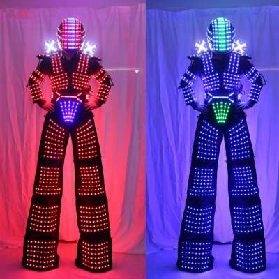 LED Robot Costume David Guetta LED Robot Suit illuminated Kryoman Robot Stilts Clothes Luminous Costumes