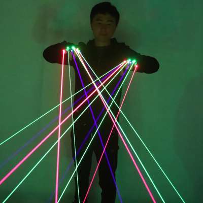 RGB Laser Gloves With 7pcs Laser 3pc Green +2PCS Red +2PCS Violet Blue LED Glove For DJ Club Party Show