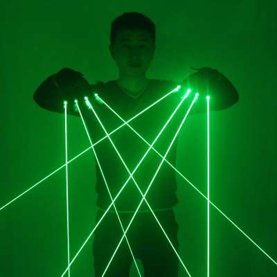 Green Laser Gloves With 4pcs 532nm 80mW Laser ,LED Stage Luminous Glove For DJ Club/Party Show