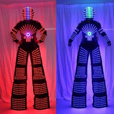 RGB Flashing LED Costume Light suits LED Robot suits Kryoman robot david guetta robot with Helmet