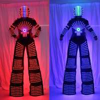 RGB Flashing LED Costume Light suits LED Robot suits Kryoman robot david guetta robot with Helmet