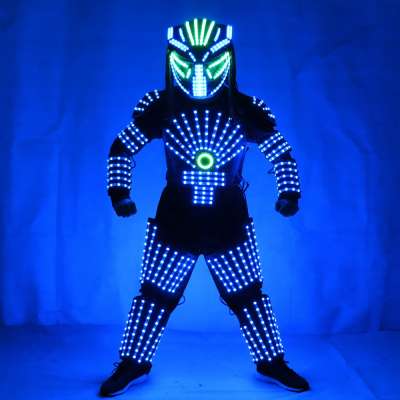 LED Suit DJ Costumes Clothes LED Lights Luminous Stage Dance  LED Suit Costume Helmet Laser Gloves CO2 Gun Jet Machine