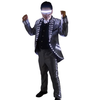 LED Host Suit, LED luminous Tuxedo For Wedding Ceremonies, Magician Costumes. Luminous Party Show Stage Costumes