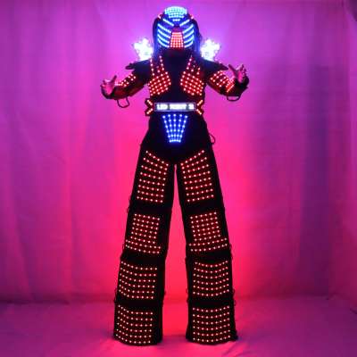 LED Robot Costume led Clothes Stilts Walker Costume LED Suit Costume Helmet Laser Gloves CO2 Gun Jet Machine