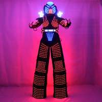 LED Robot Costume led Clothes Stilts Walker Costume LED Suit Costume Helmet Laser Gloves CO2 Gun Jet Machine