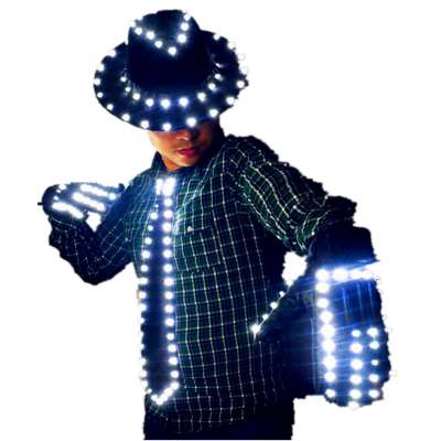 Fantastic EL Wire Mike Jackson Dancer Costume Stage Lights Neon Glowing Led Strip Attractive Festival Gala Show Suit