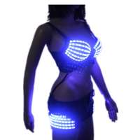 Led light costumes ballroom dance sexy women dresses with hats colorful stage show wears clothes singer dj party singer bra