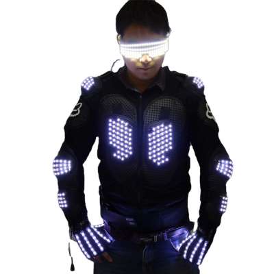 Fashion LED Armor Light Up Jackets Costume Glove Glasses Led Outfit Clothes Led Suit For LED Robot suits